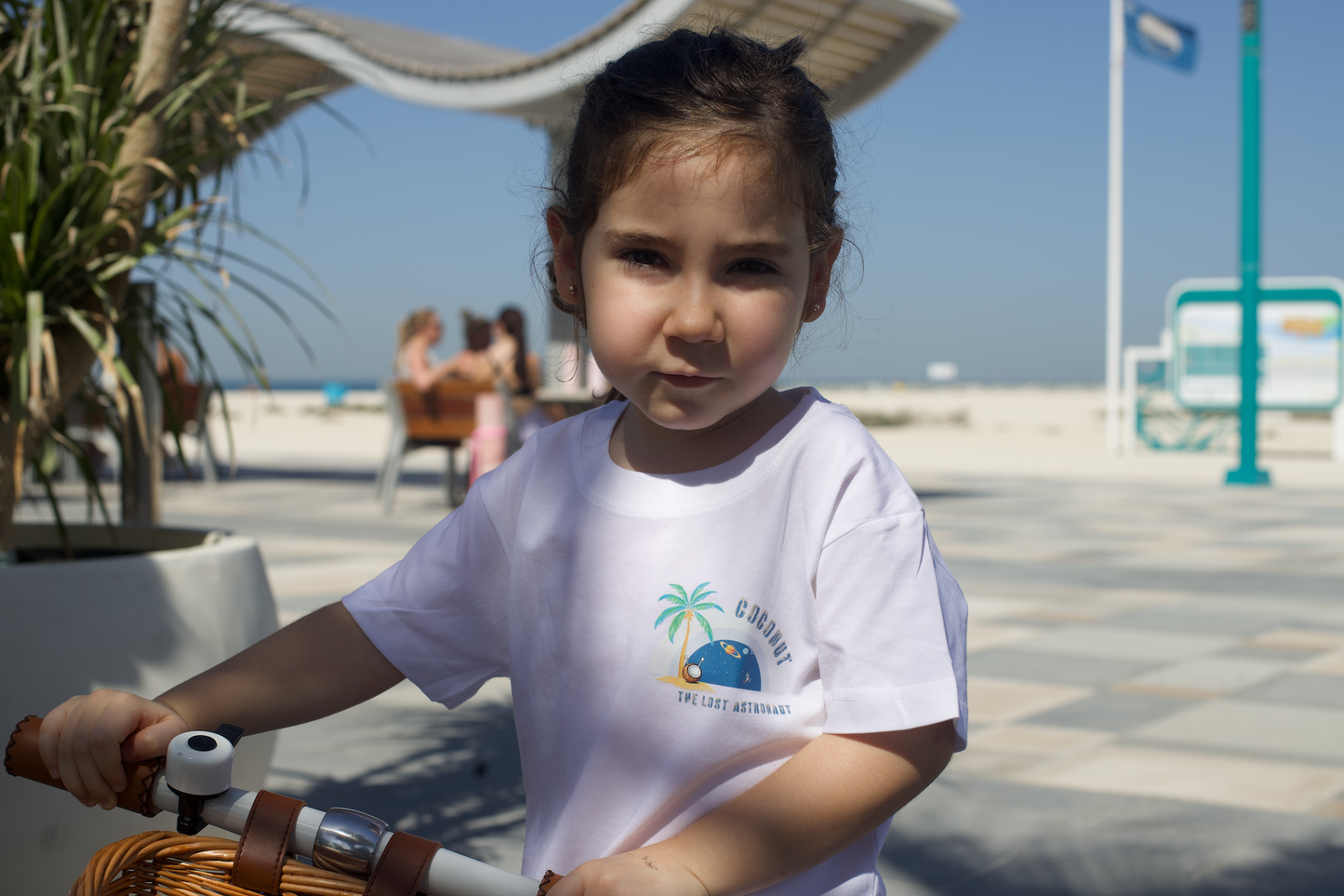 White Cotton T-Shirt - Coconut Design - GINGI