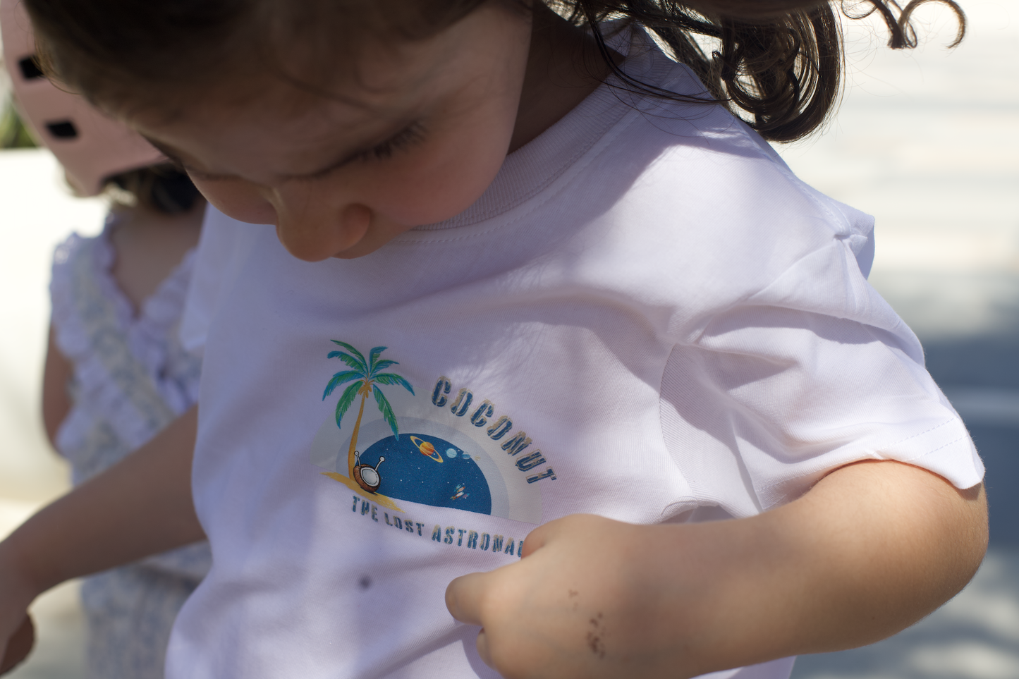 White Cotton T-Shirt - Coconut Design - GINGI