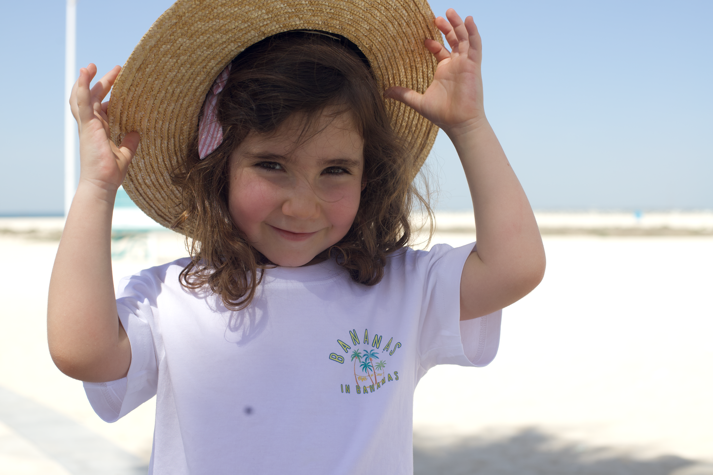 White Cotton T-Shirt -Bananas Design - GINGI