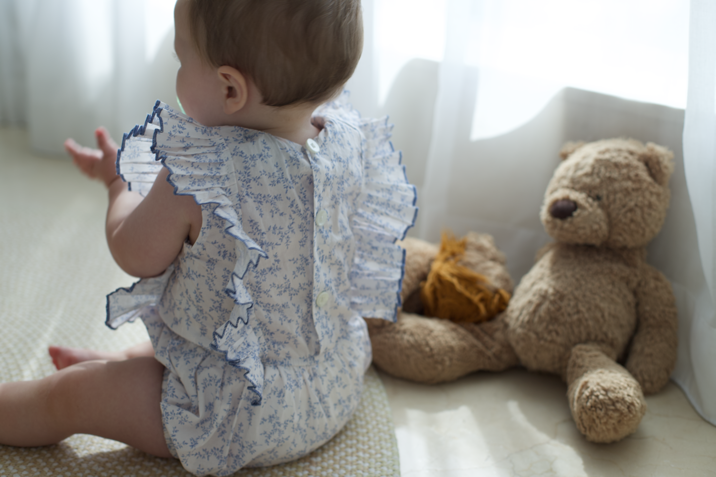 Blue Vine Ruffle Romper - GINGI
