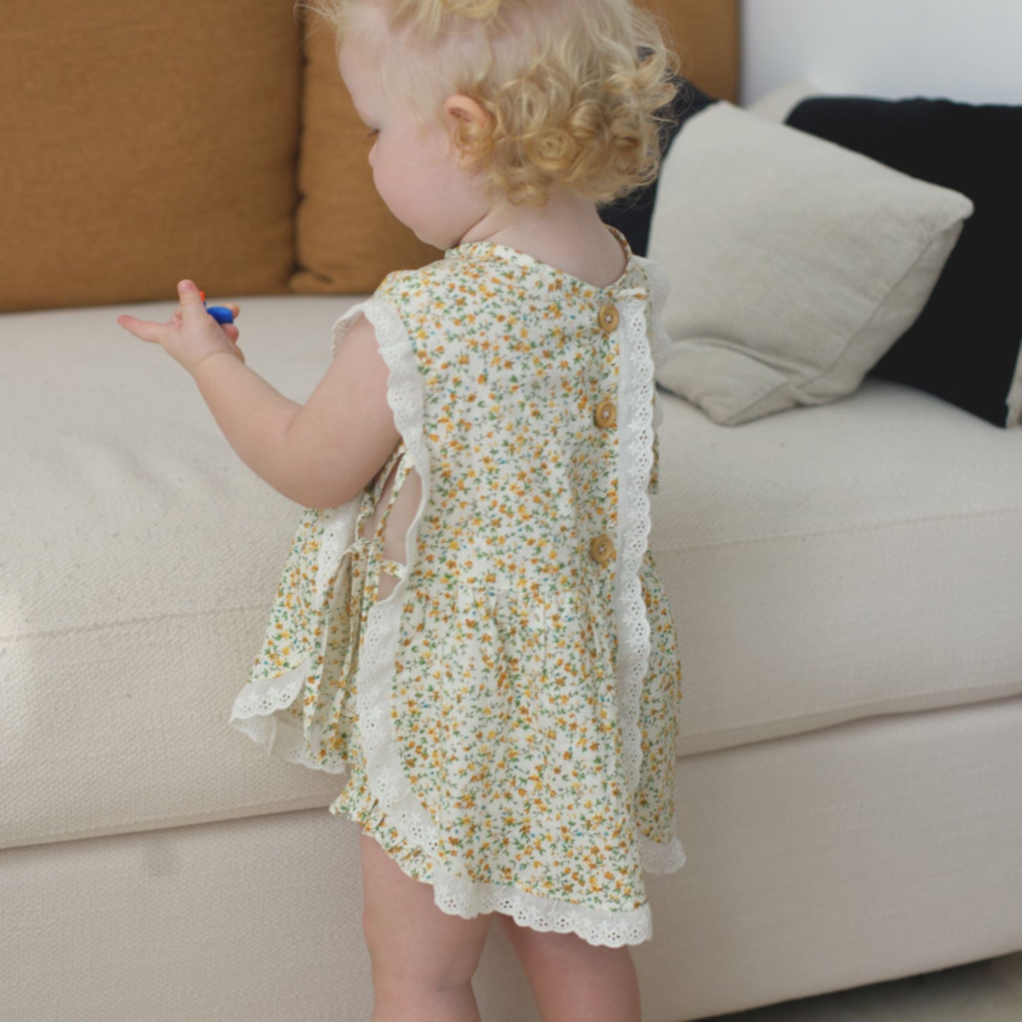 Nora Dress Set with bloomer – Yellow Wildflower - GINGI