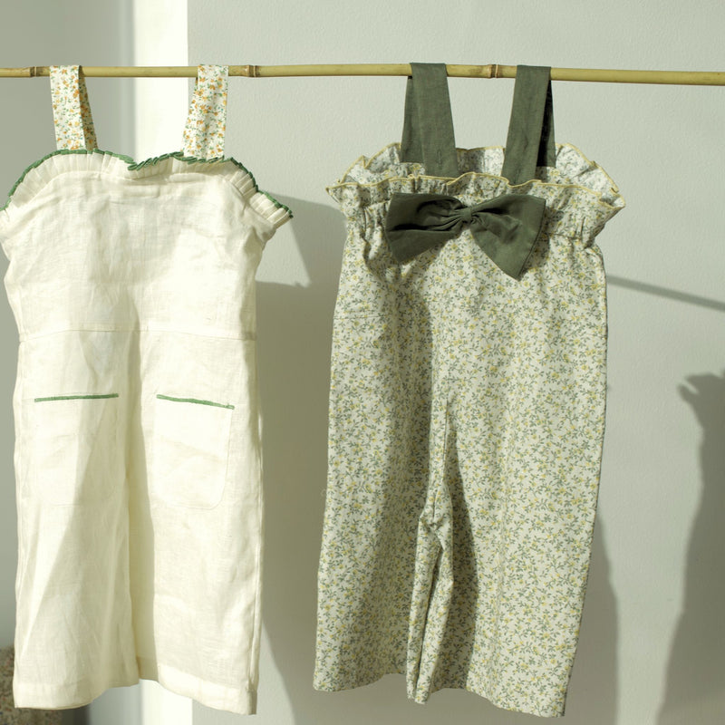 Luna Ruffle Jumpsuit – Green Flower - GINGI
