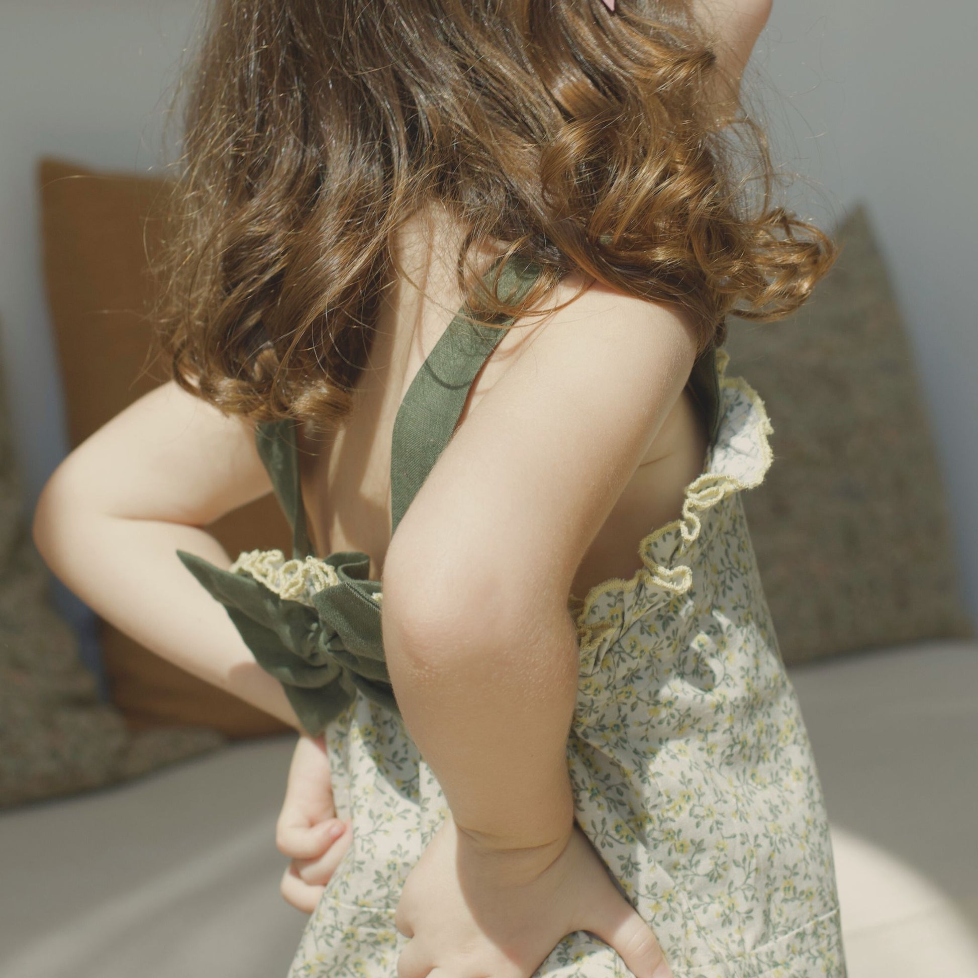Luna Ruffle Jumpsuit – Green Flower - GINGI