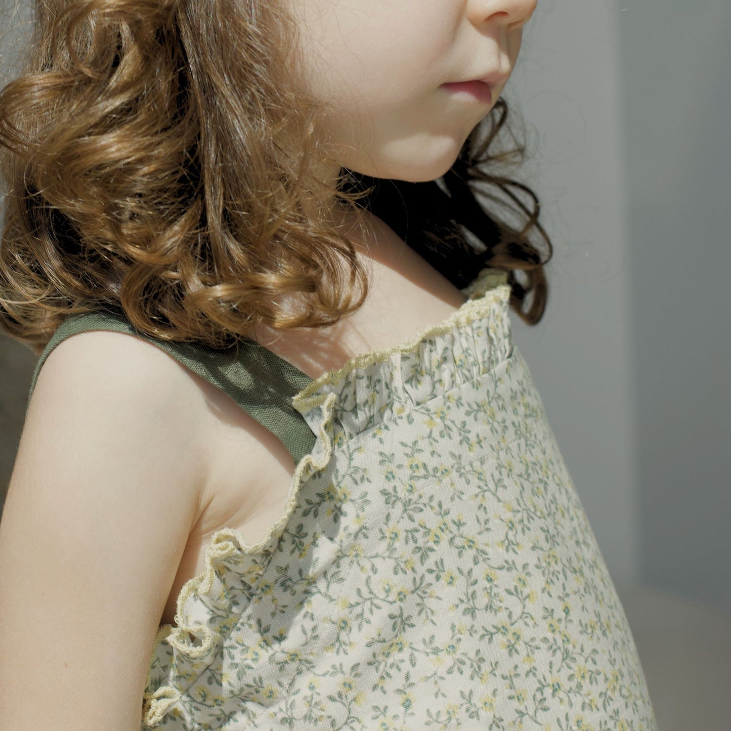 Luna Ruffle Jumpsuit – Green Flower - GINGI