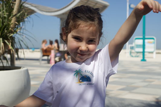 White Cotton T-Shirt - Coconut Design - GINGI