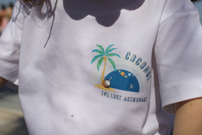 White Cotton T-Shirt - Coconut Design - GINGI