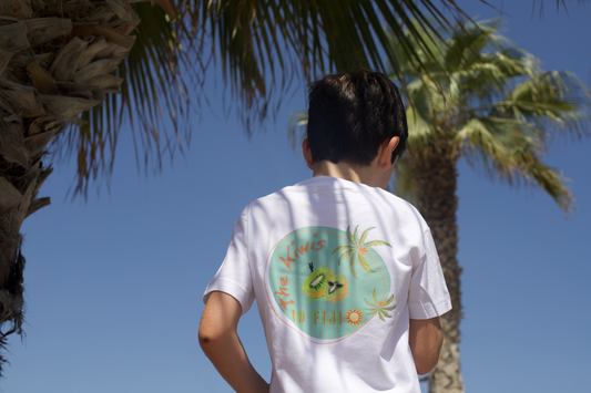 White Cotton T-Shirt - Kiwis Design - GINGI