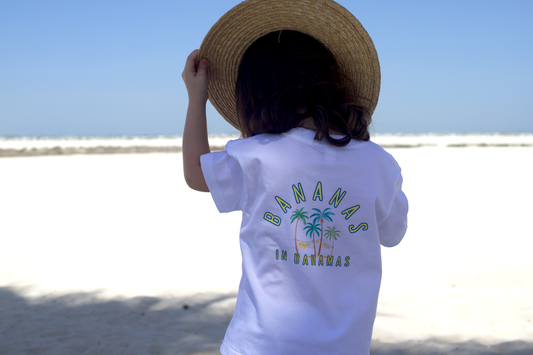 White Cotton T-Shirt -Bananas Design - GINGI