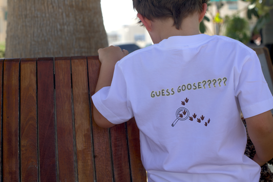 White Cotton T-Shirt - Goose Design - GINGI
