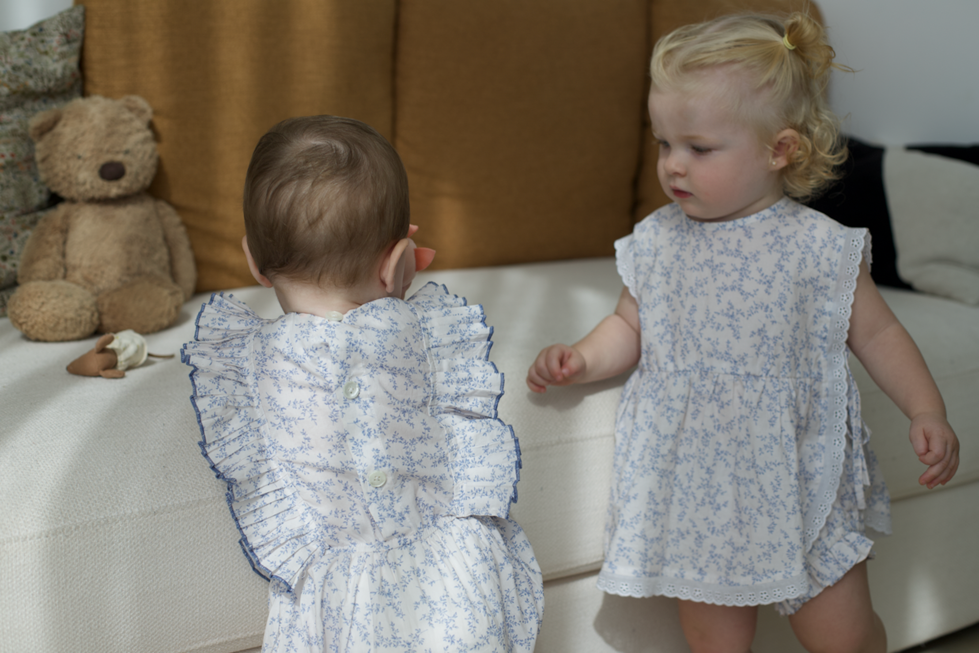Blue Vine Ruffle Romper - GINGI