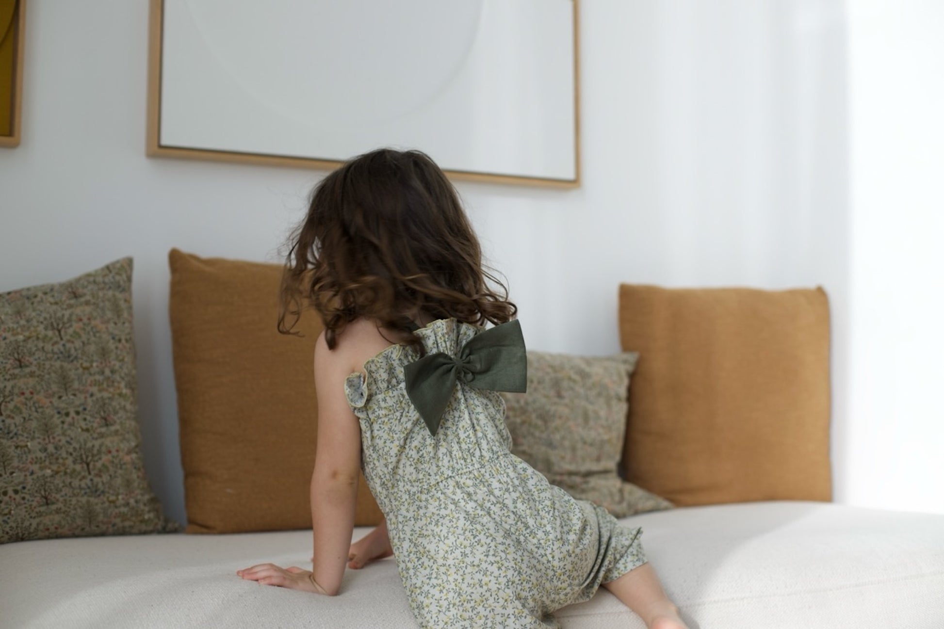 Luna Ruffle Jumpsuit – Green Flower - GINGI