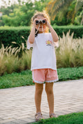 Shorts Gingham Coral Lace