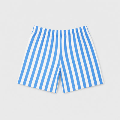 GINGI Boy Short Stripe Jamal - Blue Stripe Baby Cotton Shorts Flat Lay Back View