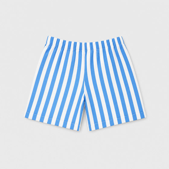 GINGI Boy Short Stripe Jamal - Blue Stripe Baby Cotton Shorts Flat Lay Back View