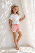 Shorts Gingham Coral Lace