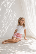 Shorts Gingham Coral Lace
