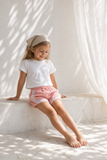 Shorts Gingham Coral Lace