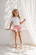 Shorts Gingham Coral Lace