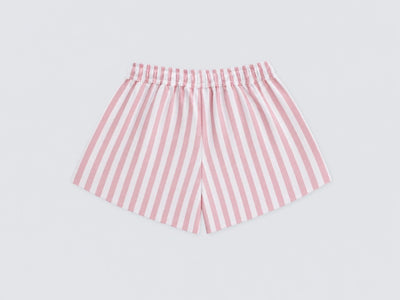 GINGI girls pink stripe shorts back view cotton elastic waistband
