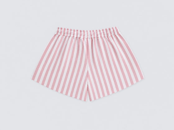 GINGI girls pink stripe shorts back view cotton elastic waistband