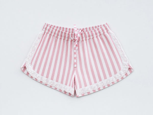 Shorts Rayas Rosa Lace