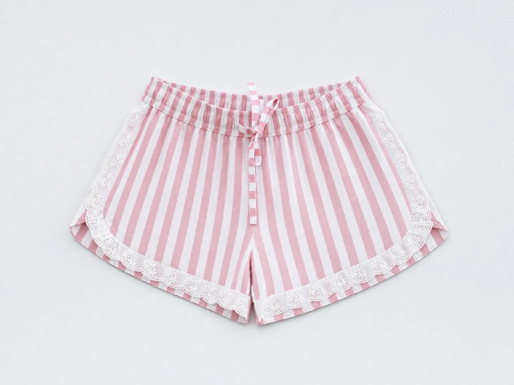 Shorts Rayas Rosa Lace