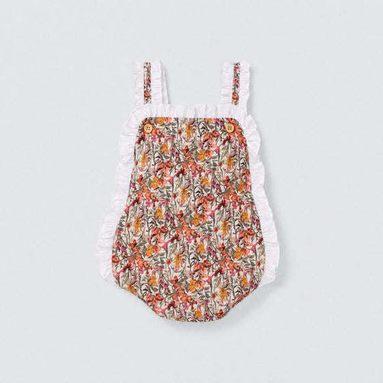 Baby Ruffle Romper Hazel — flat lay, front