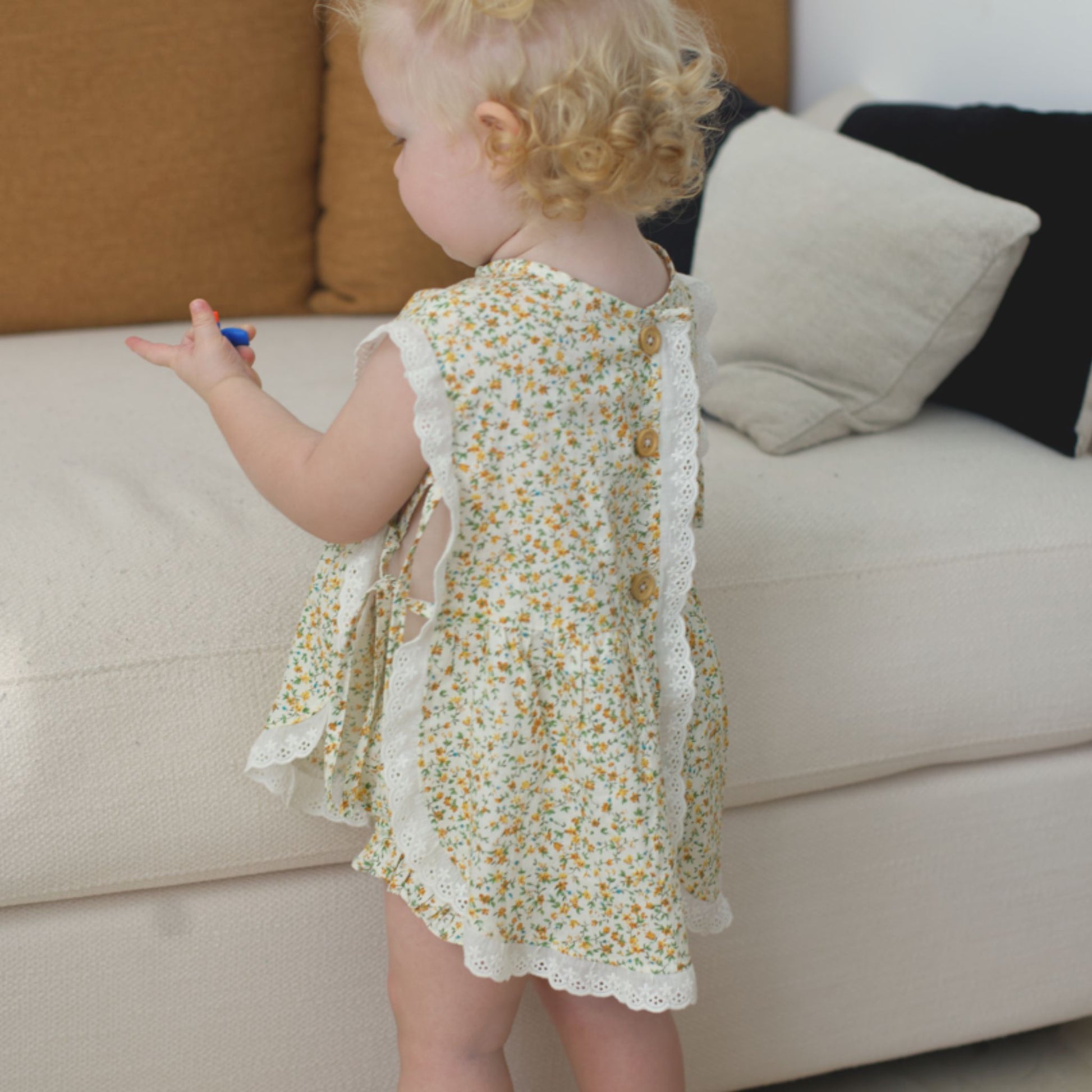 Nora Dress Set with bloomer – Yellow Wildflower - GINGI