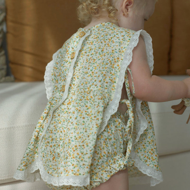 Nora Dress Set with bloomer – Yellow Wildflower - GINGI