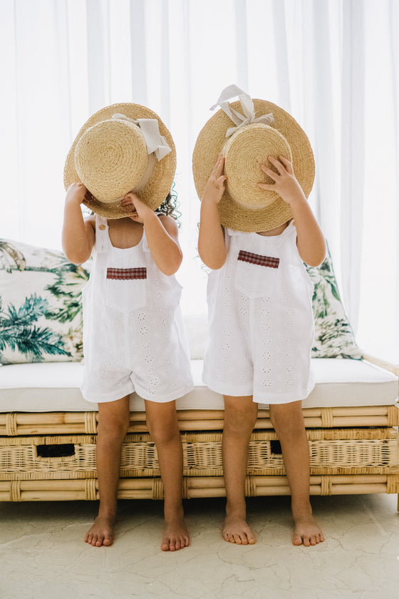 Girl Short Jumpsuit Stella - Kids with Straw Hats | GINGI Kids Dubai