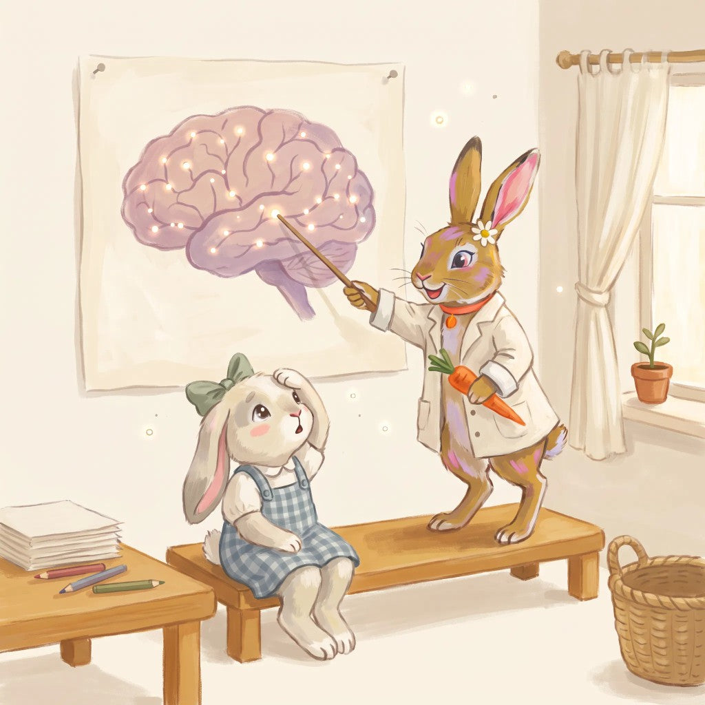 GINGI explaining a brain diagram